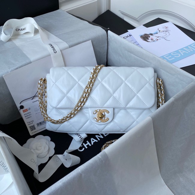 Chanel lambskin Shoulder Bag AS2563 white