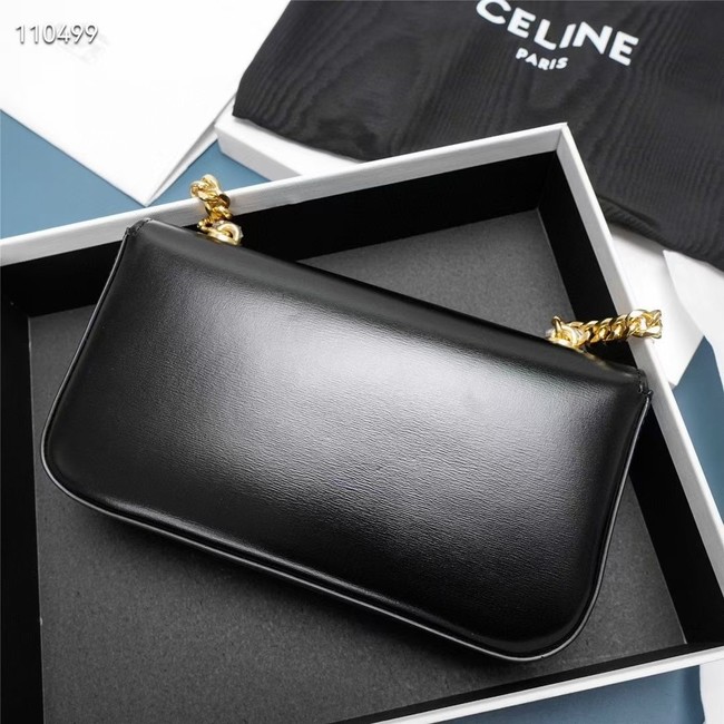 Celine CHAIN SHOULDER BAG TRIOMPHE IN SHINY CALFSKIN 199243 BLACK