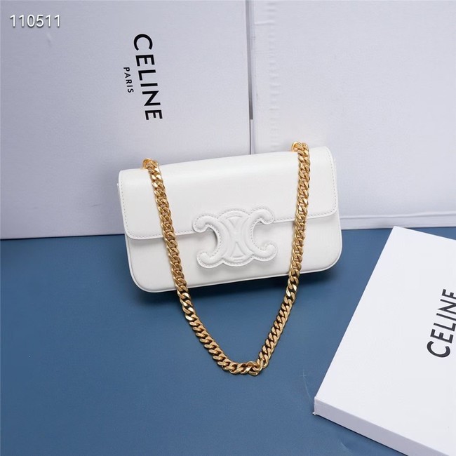 Celine CHAIN SHOULDER BAG TRIOMPHE IN SHINY CALFSKIN 199243 WHITE