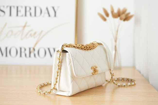 Chanel lambskin Shoulder Bag AS3240 white