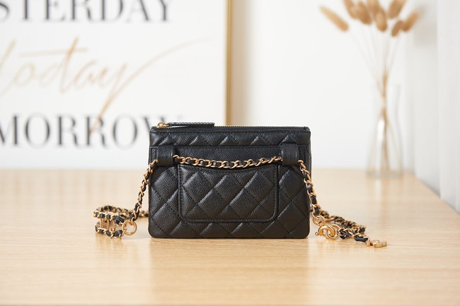 Chanel Grained Calfskin Shoulder Bag AS3225 black