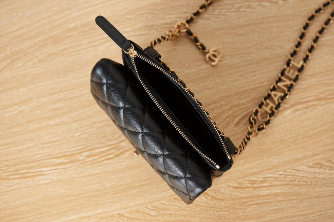 Chanel Grained Calfskin Shoulder Bag AS3225 black