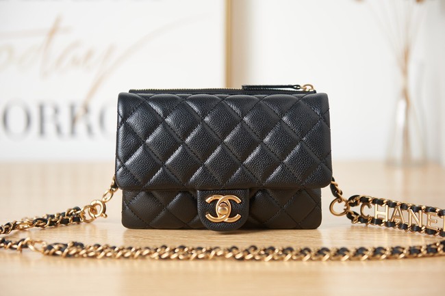 Chanel Grained Calfskin Shoulder Bag AS3225 black