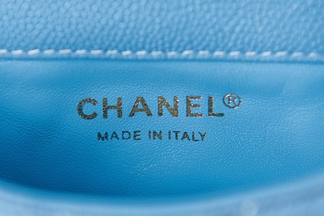 Chanel Grained Calfskin Shoulder Bag AS3225 light blue