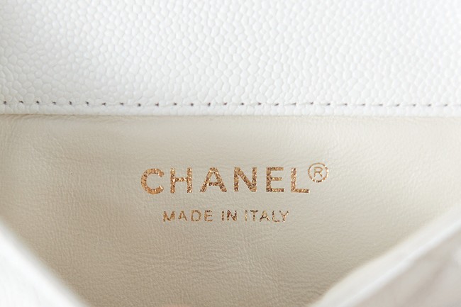 Chanel Grained Calfskin Shoulder Bag AS3225 white