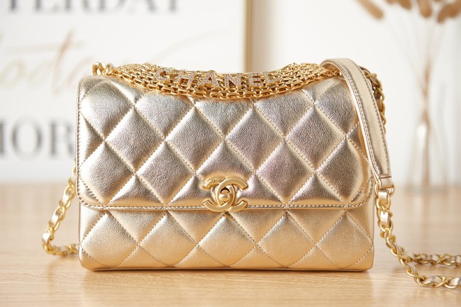 Chanel lambskin Shoulder Bag AS3241 gold