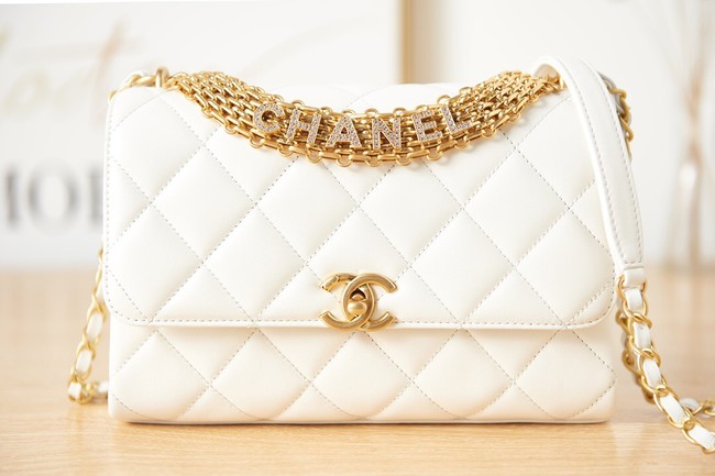 Chanel lambskin Shoulder Bag AS3241 white