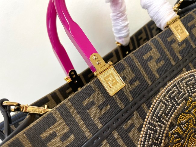 FENDI LARGE embroidery bag 8BH386AB brown