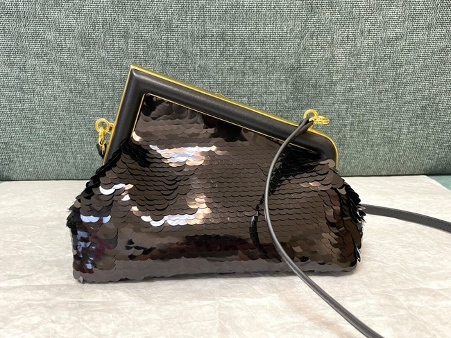 Fendi First Small sequinned bag 8BP129 black