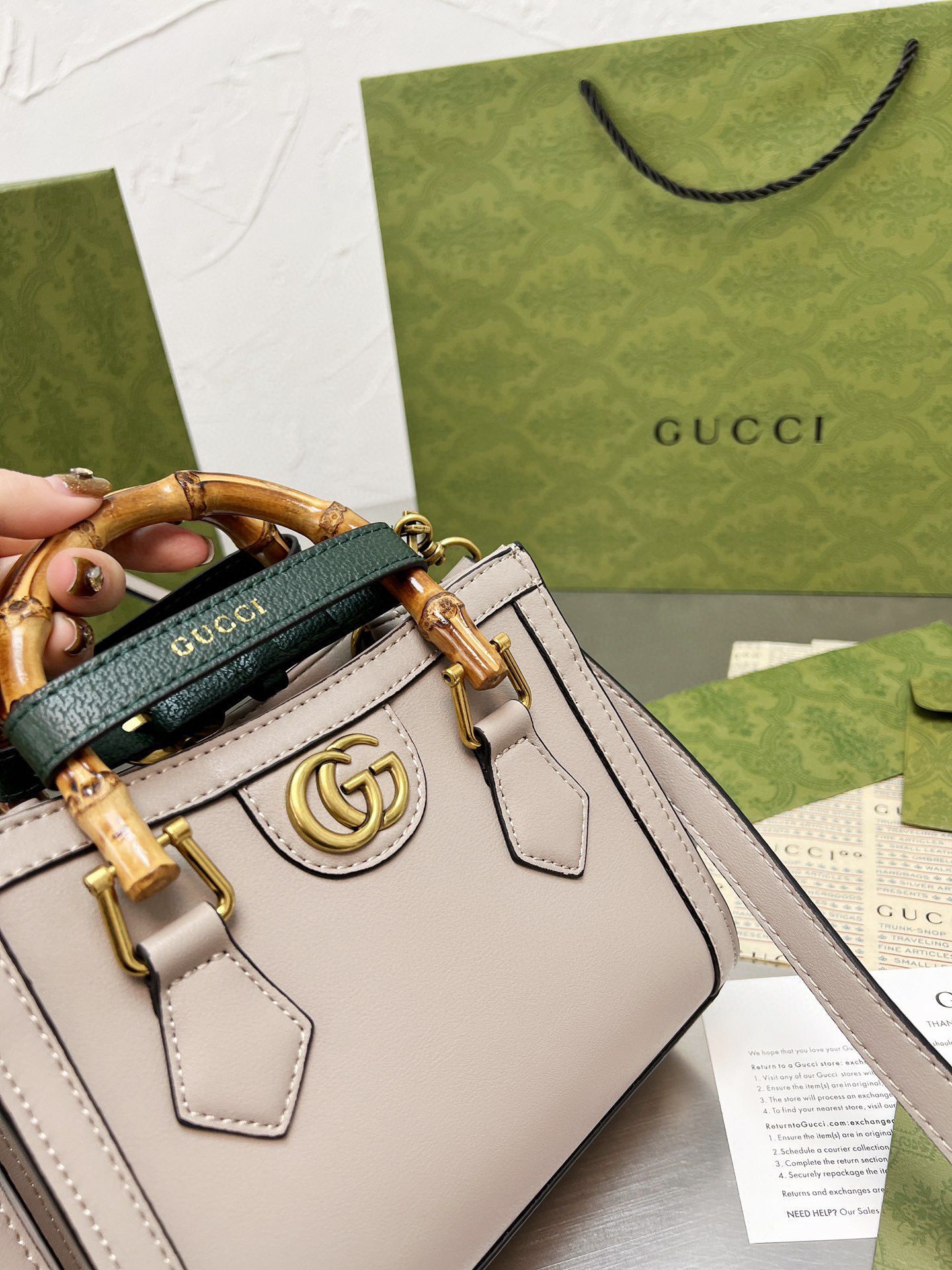 Gucci Diana Bamboo Handle Tote Bag 655658 Offwhite