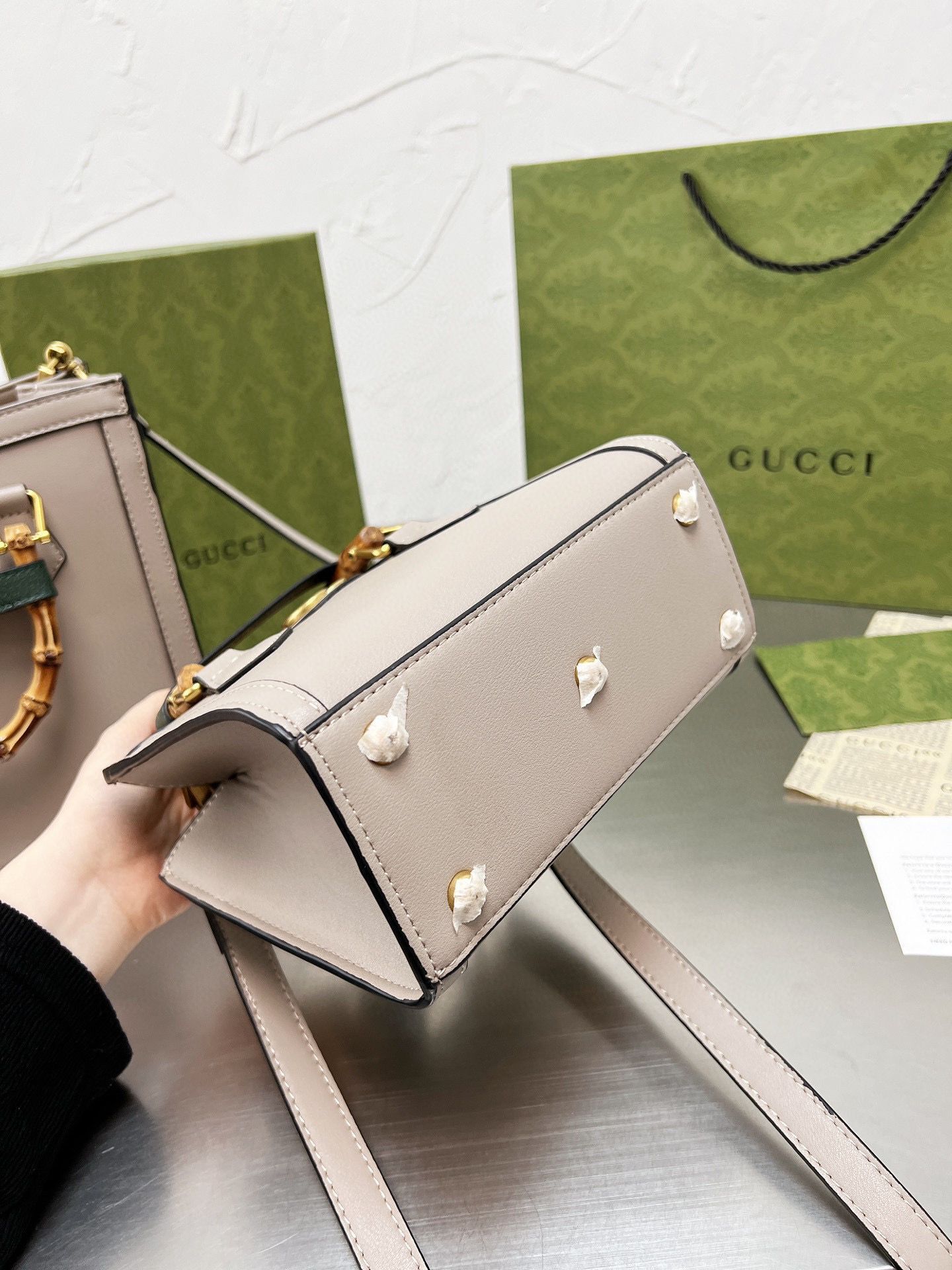 Gucci Diana Bamboo Handle Tote Bag 655658 Offwhite