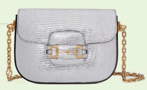 Gucci Horsebit 1955 lizard mini bag 675801 Silver