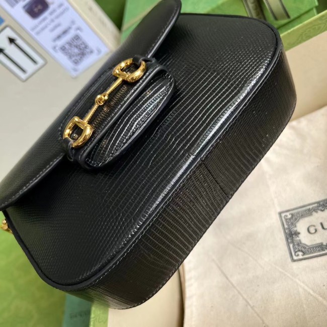 Gucci Horsebit 1955 lizard mini bag 675801 black