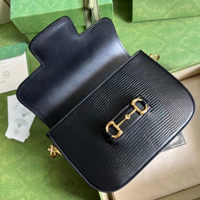 Gucci Horsebit 1955 lizard mini bag 675801 black