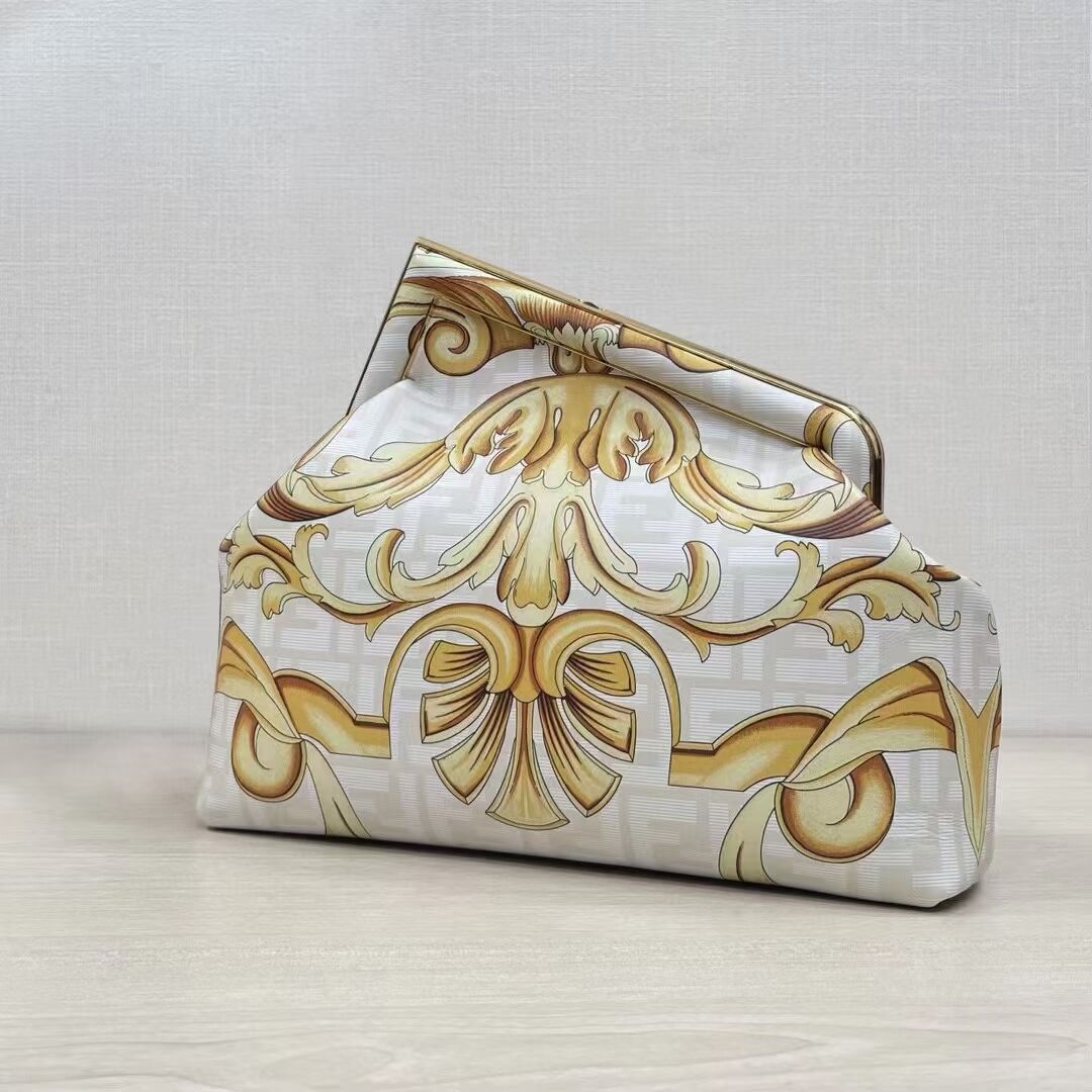 Fendi First Medium Fendace White printed silk bag 8BP127A