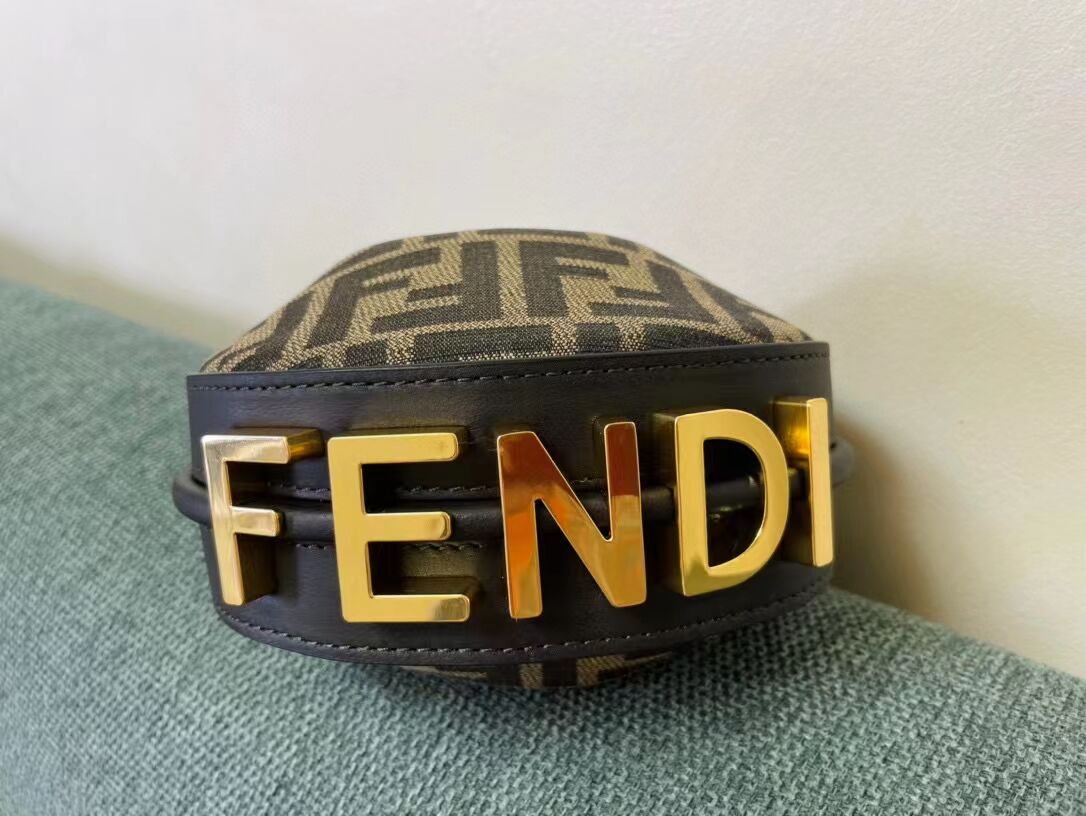 Fendi Nano Fendigraphy fabric bag charm 8BR5527 brown