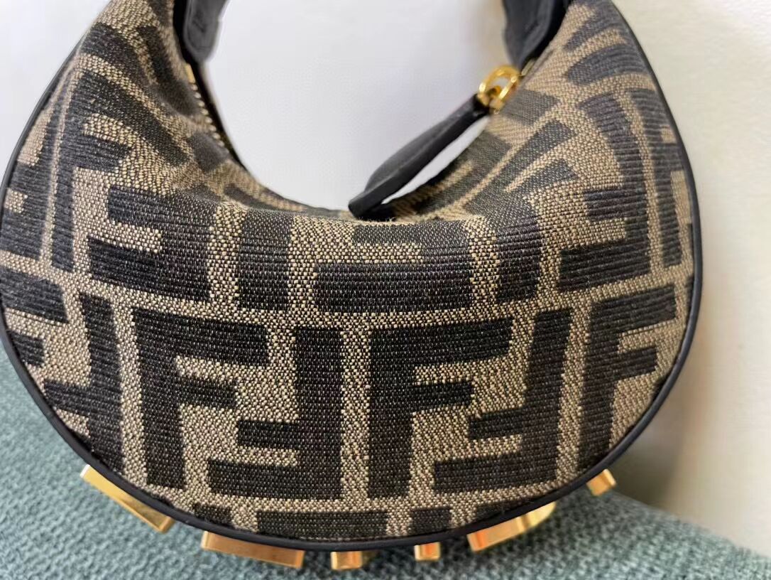 Fendi Nano Fendigraphy fabric bag charm 8BR5527 brown