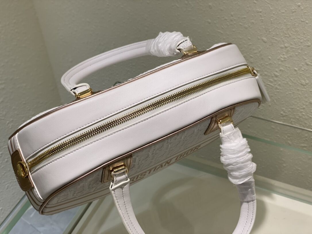 DIOR large leather tote Bag C9178 white&gold