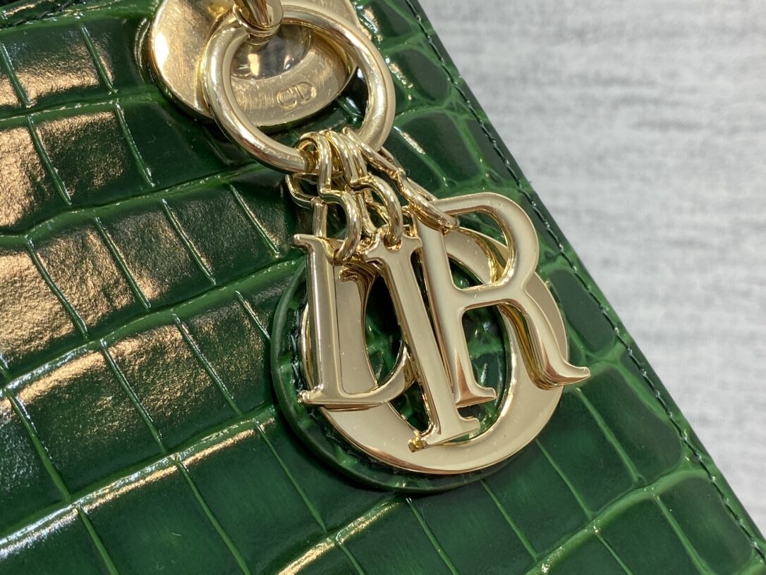 MINI LADY DIOR BAG Cannage crocodile Calfskin C0966 green