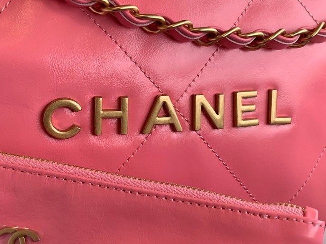 CHANEL 22 HANDBAG Shiny Calfskin & Gold-Tone Metal AS3261 Pink