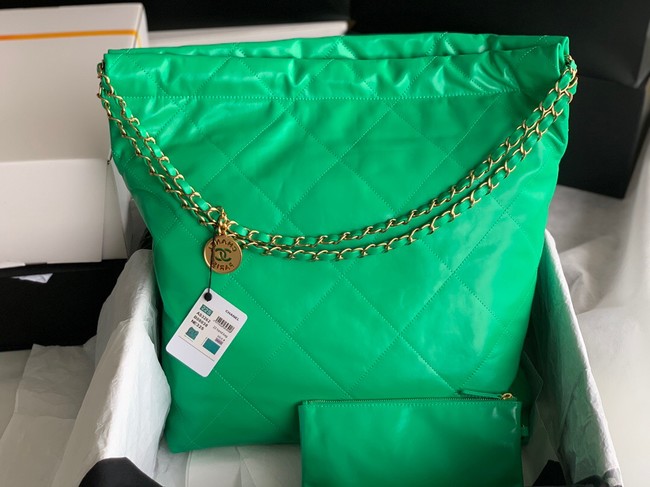 CHANEL 22 HANDBAG Shiny Calfskin & Gold-Tone Metal AS3262 green