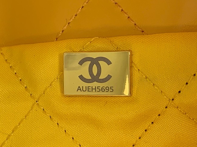 CHANEL 22 HANDBAG Shiny Calfskin & Gold-Tone Metal AS3262 yellow