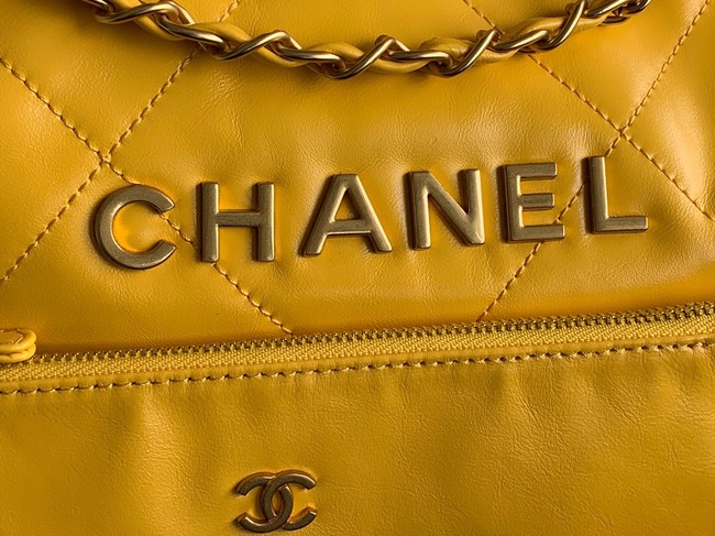 CHANEL 22 HANDBAG Shiny Calfskin & Gold-Tone Metal AS3262 yellow