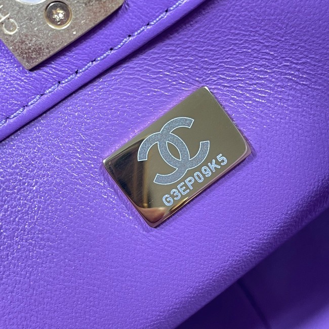 Chanel Shoulder Bag Grained Calfskin&Gold-Tone Metal AS3223 purple