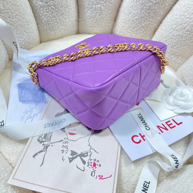 Chanel Shoulder Bag Grained Calfskin&Gold-Tone Metal AS3223 purple