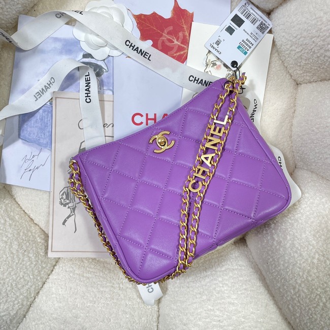 Chanel Shoulder Bag Grained Calfskin&Gold-Tone Metal AS3223 purple