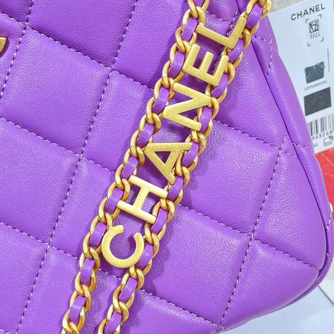 Chanel Shoulder Bag Grained Calfskin&Gold-Tone Metal AS3223 purple