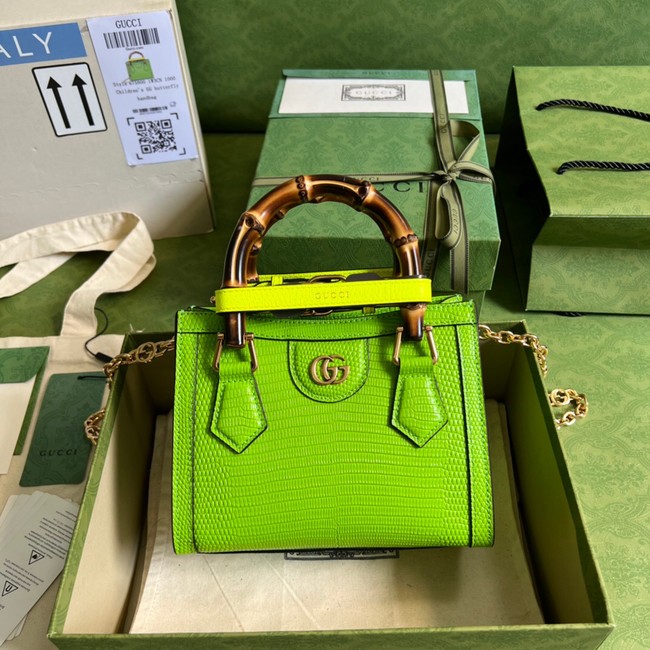 Gucci Diana lizard mini bag 675800 Fluorescent green