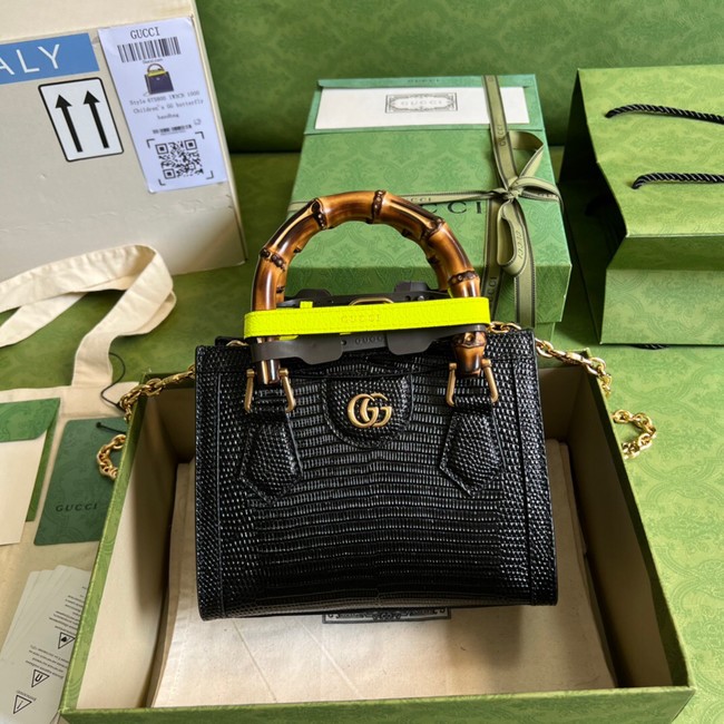 Gucci Diana lizard mini bag 675800 black