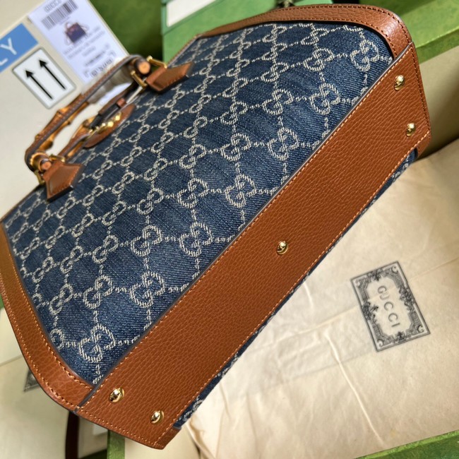 Gucci GG denim jacquard Diana mini tote bag 655661 Blue