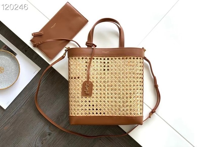 SAINT LAURENT Woven tote 655161 brown