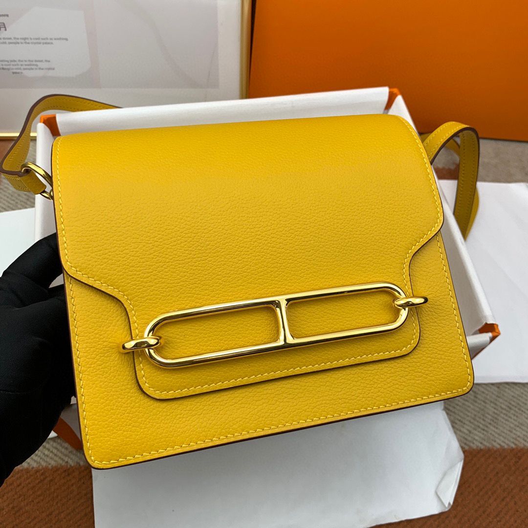 Hermes Roulis 19cm Evercolor 9D H9003 Yellow Gold