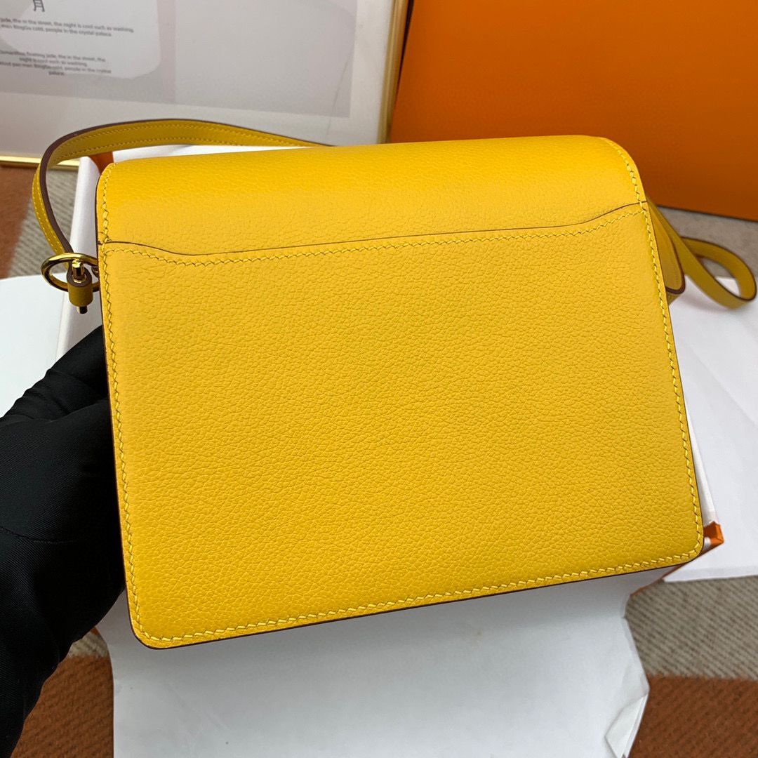 Hermes Roulis 19cm Evercolor 9D H9003 Yellow Gold