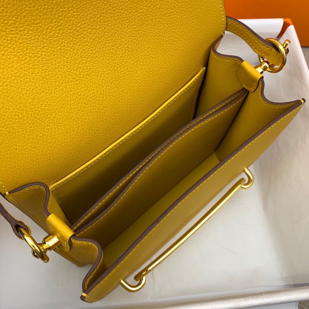 Hermes Roulis 19cm Evercolor 9D H9003 Yellow Gold