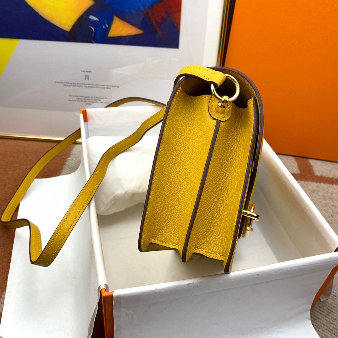 Hermes Roulis 19cm Evercolor 9D H9003 Yellow Gold