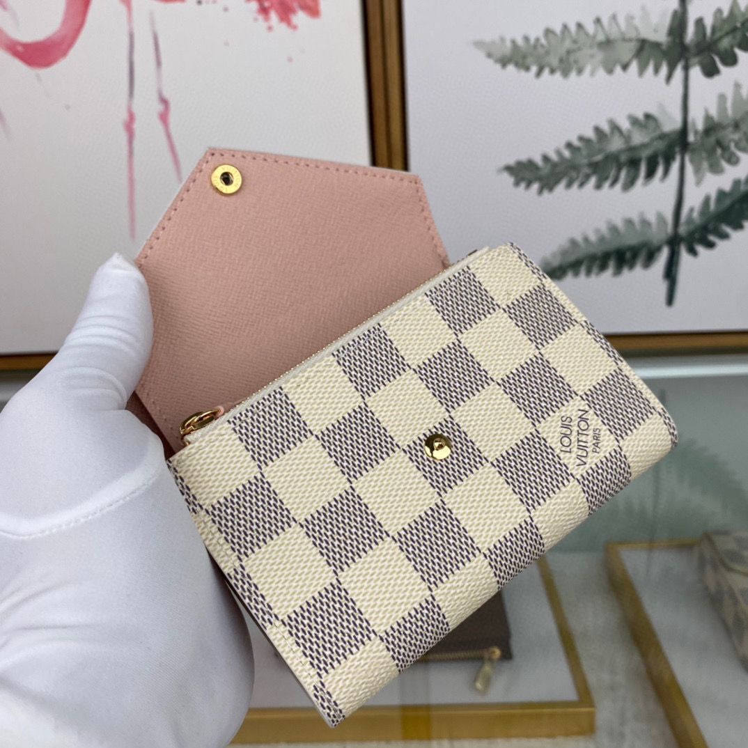 Louis Vuitton Monogram Denim Victorine ZOE WALLET N64022 Pink & Gold-Tone