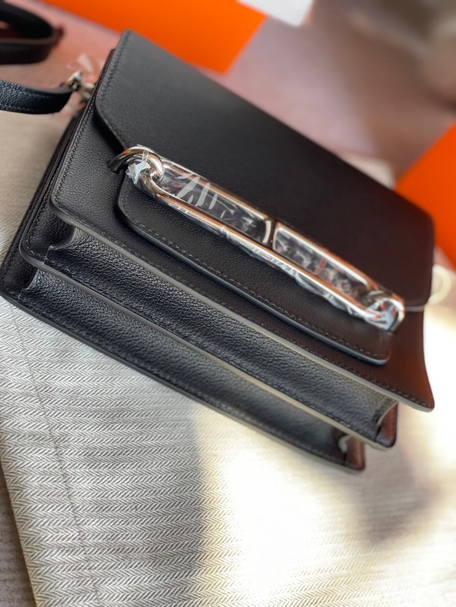 Hermes Roulis 19cm Evercolor 9D H9003 black&Silver