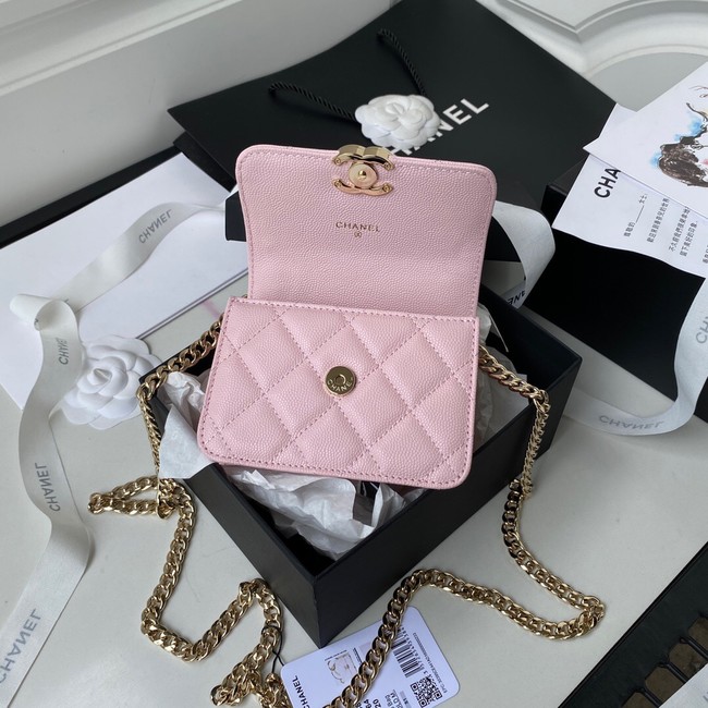 Chanel Grained Calfskin CLUTCH WITH CHAIN AP2758 Light Pink
