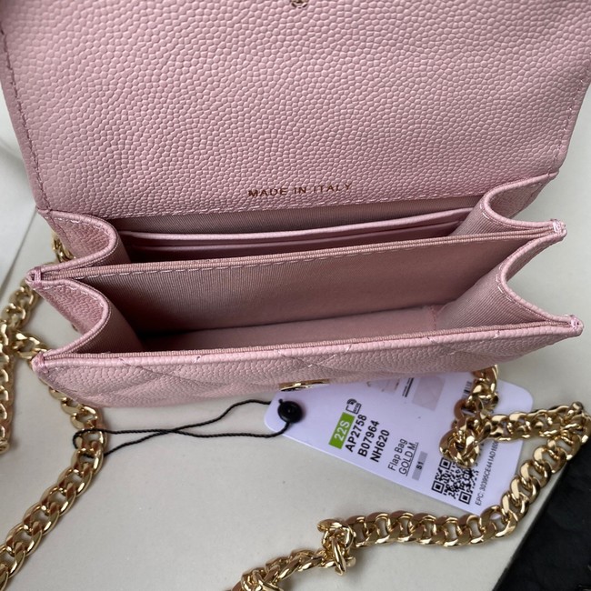 Chanel Grained Calfskin CLUTCH WITH CHAIN AP2758 Light Pink