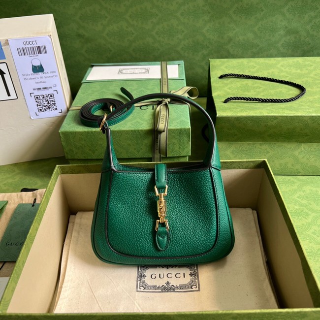 Gucci Jackie 1961 mini natural grain leather hobo bag 637091 Emerald green