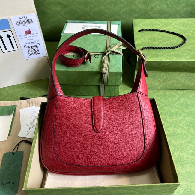 Gucci Jackie 1961 mini natural grain leather hobo bag 637091 red