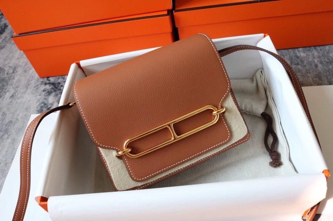 Hermes Roulis 19cm Evercolor 9D H9003 brown&Gold