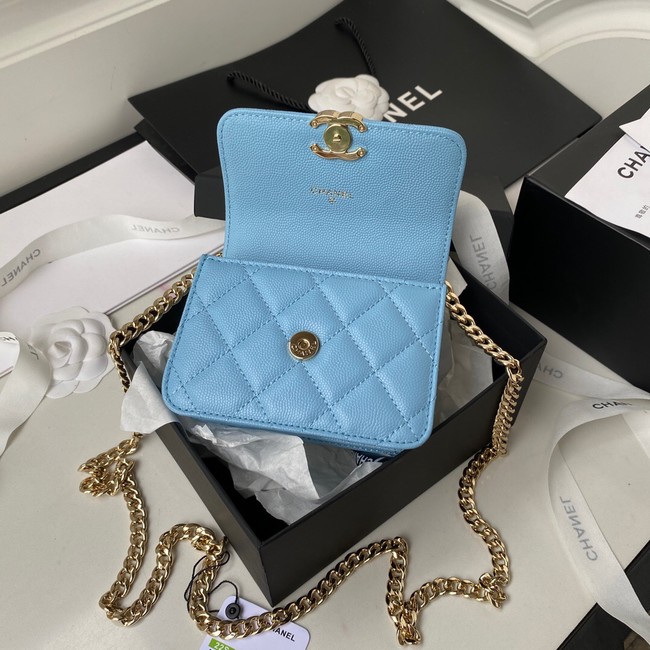 Chanel Grained Calfskin CLUTCH WITH CHAIN AP2758 blue