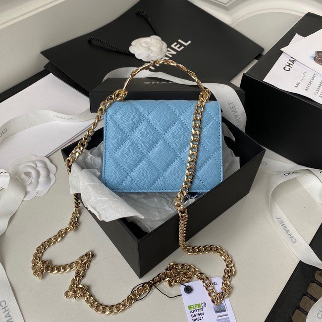 Chanel Grained Calfskin CLUTCH WITH CHAIN AP2758 blue