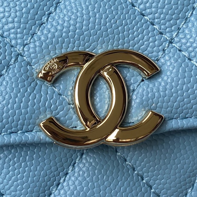 Chanel Grained Calfskin CLUTCH WITH CHAIN AP2758 blue