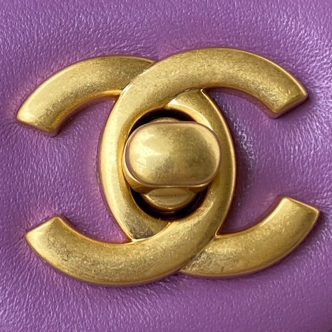 Chanel MINI Flap Bag Original Sheepskin Leather AS1786 purple